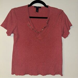 Y2K Gap Red Snap Top